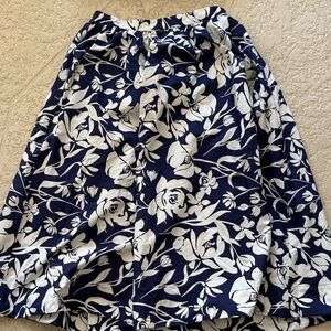 A New Day Navy and White Floral A-Line Skirt